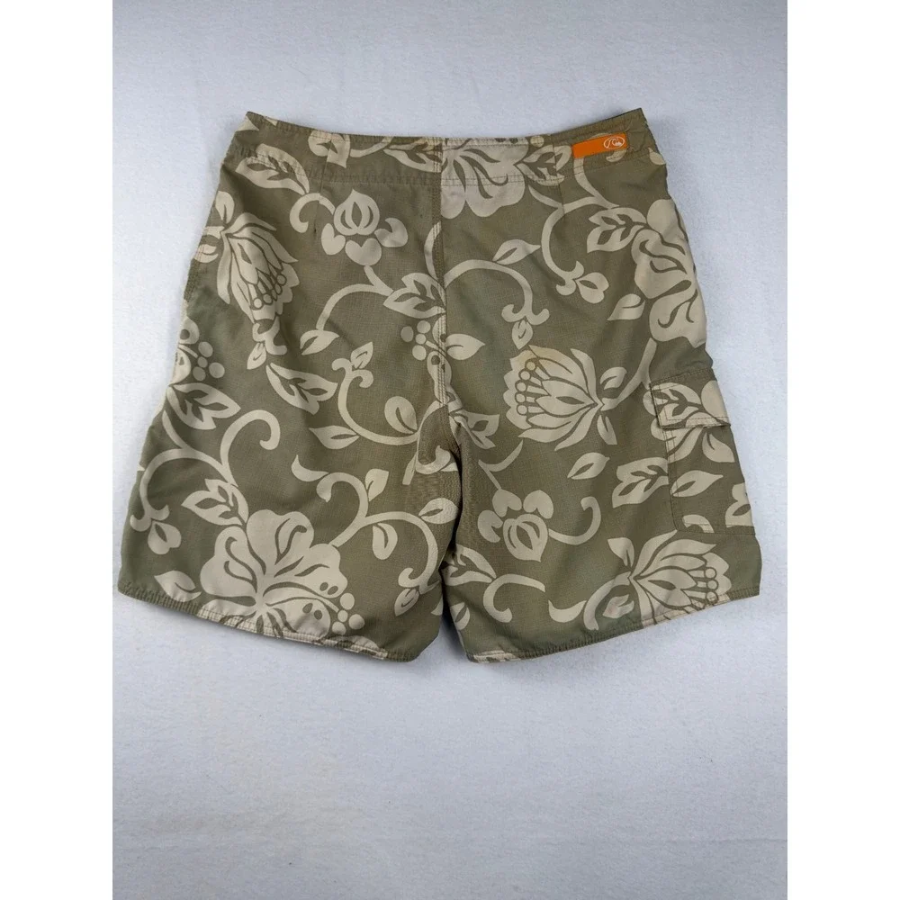 Quiksilver Edition Mens Board Shorts Size 34 Green Floral Ripstop Cargo L501378